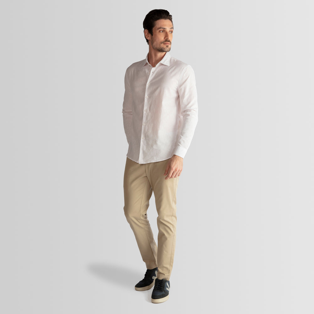 Camisa Linho Blend Masculina - Branco