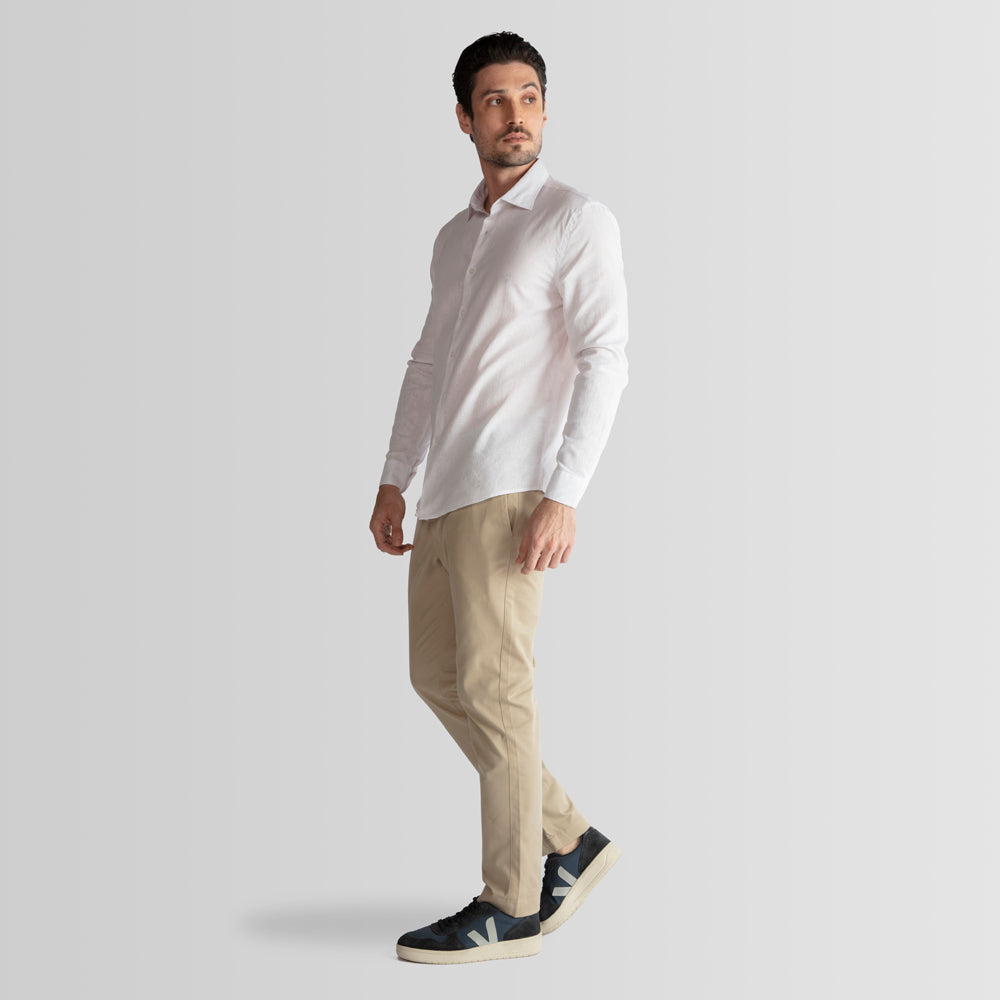 Camisa Linho Blend Masculina - Branco