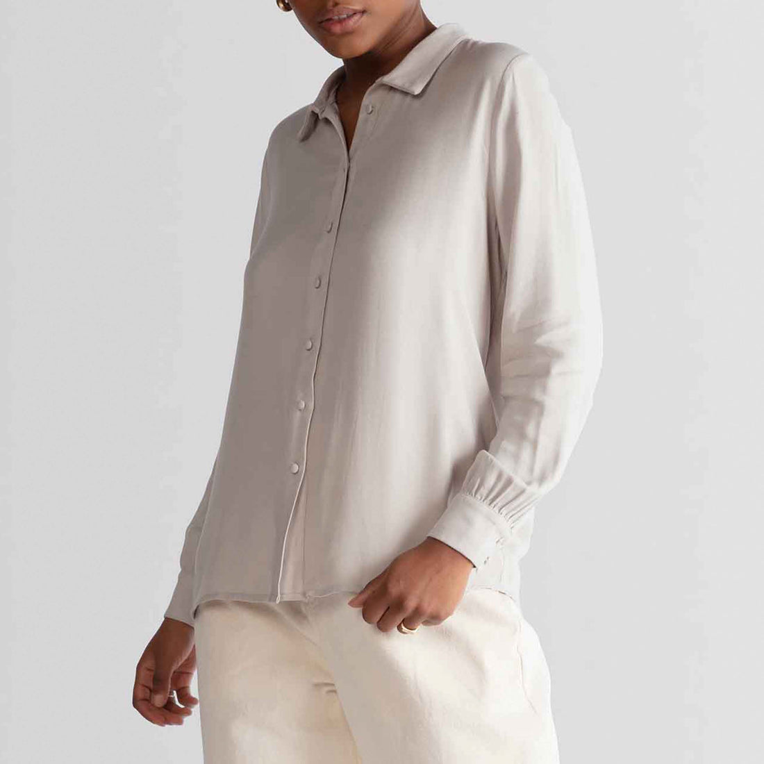 Camisa Ampla Viscose - Bege Claro