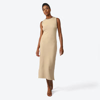 Vestido Tricot Midi Sem Mangas - Bege