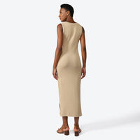 Vestido Tricot Midi Sem Mangas - Bege