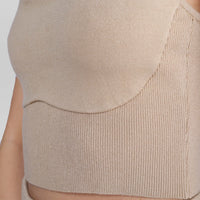 Top Tricot Recorte - Bege