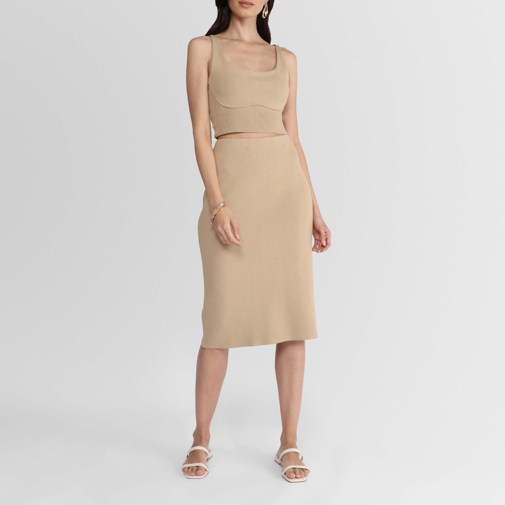 Saia Midi Tricot - Bege