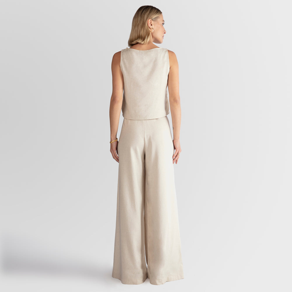 Regata Linho com Viscose Feminina - Bege