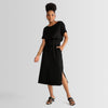 Saia Midi Viscose com Amarração - Preto