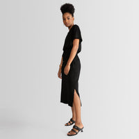 Saia Midi Viscose com Amarração - Preto