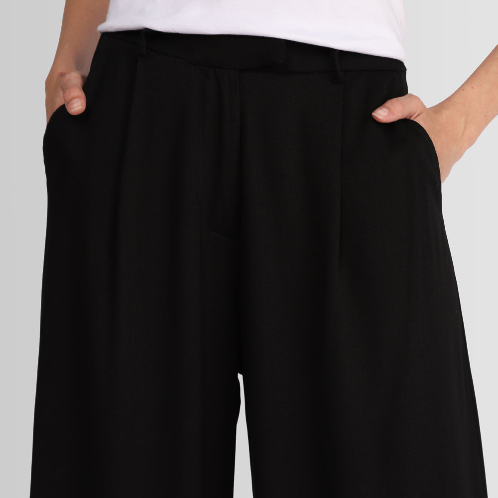 Calça Pantalona Viscose Feminina - Preto