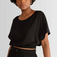 Blusa Viscose Cropped Feminina - Preto