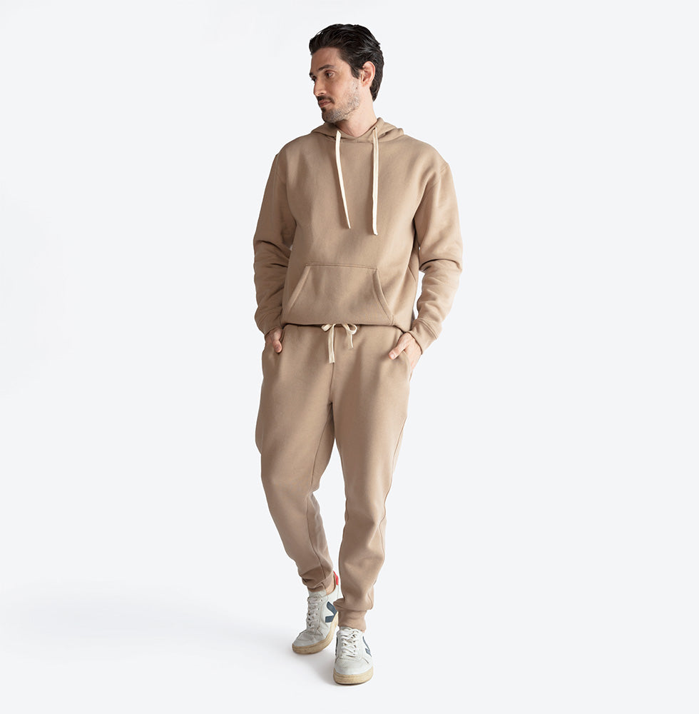 Calça Jogger Moletom Felpa Masculina - Bege Pastel