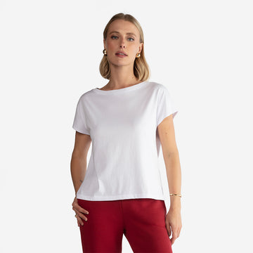 Camiseta Pima Ampla Feminina - Branco