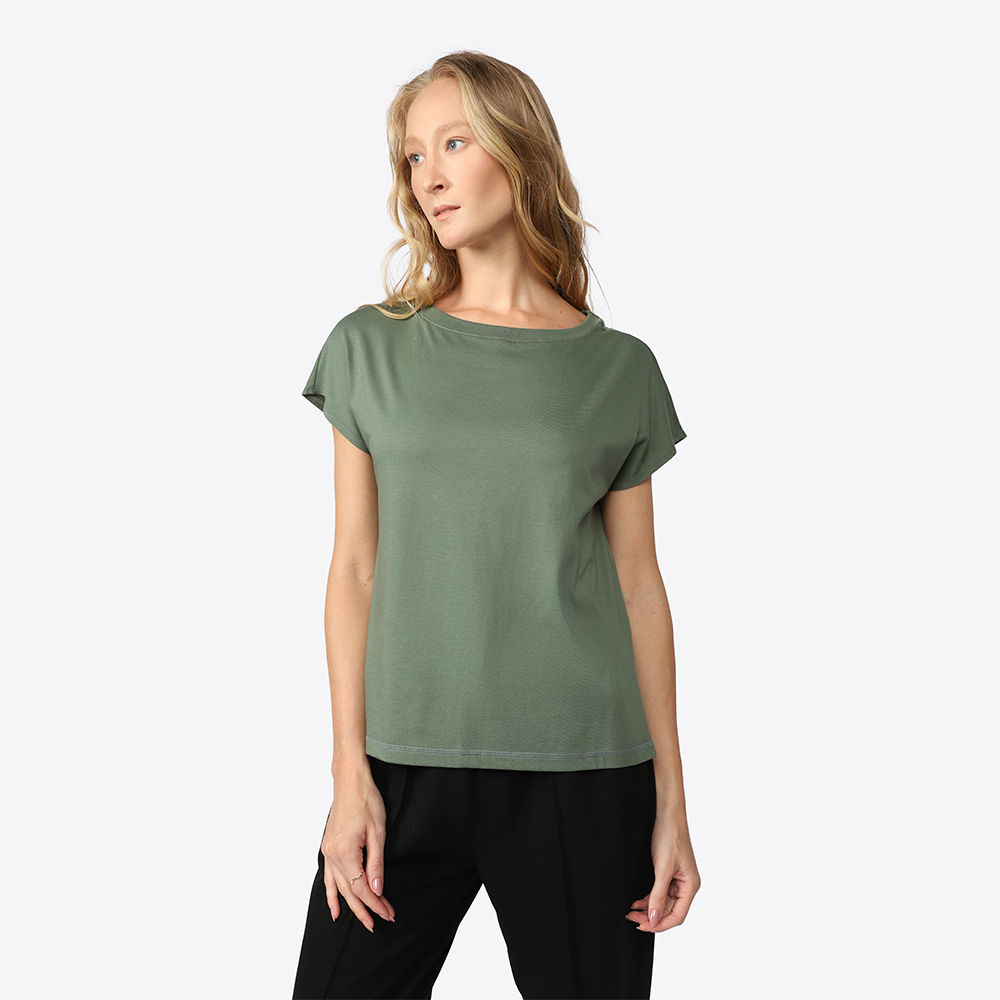 Camiseta Pima Manga Japonesa Feminina | Life Collection - Verde Pinheiro