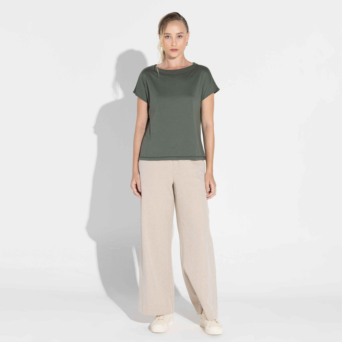 Camiseta Pima Manga Japonesa Feminina | Life Collection - Verde Figo