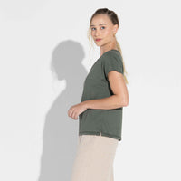 Camiseta Pima Manga Japonesa Feminina | Life Collection - Verde Figo