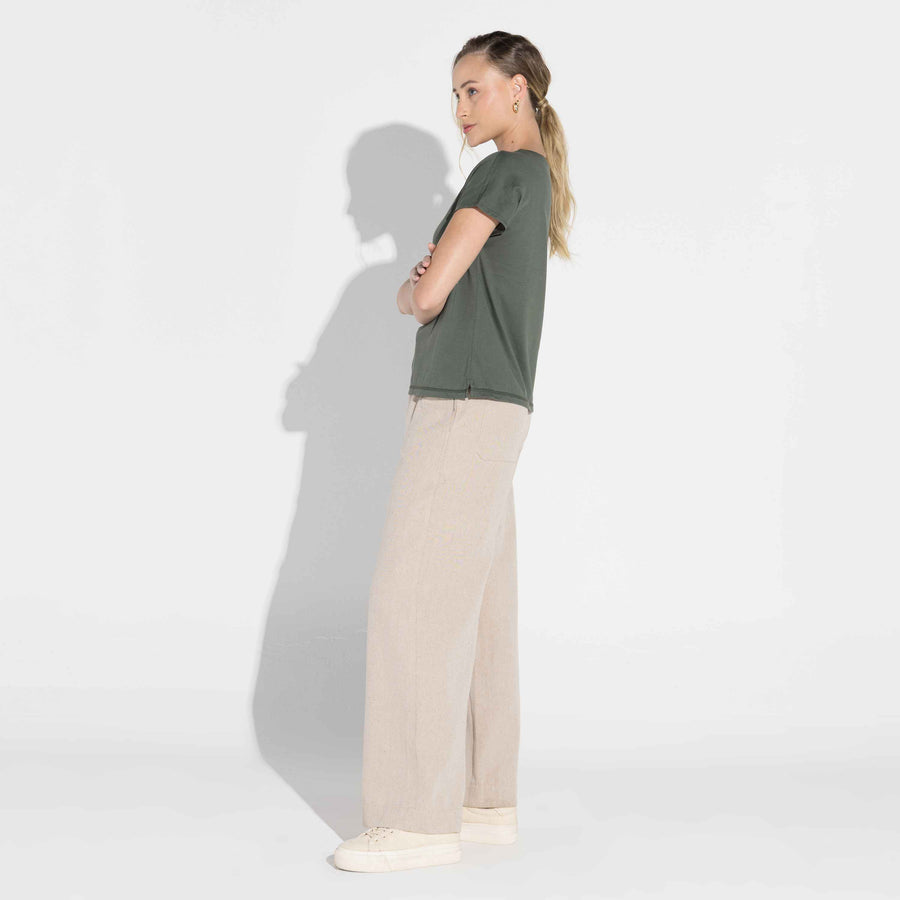 Camiseta Pima Manga Japonesa Feminina | Life Collection - Verde Figo