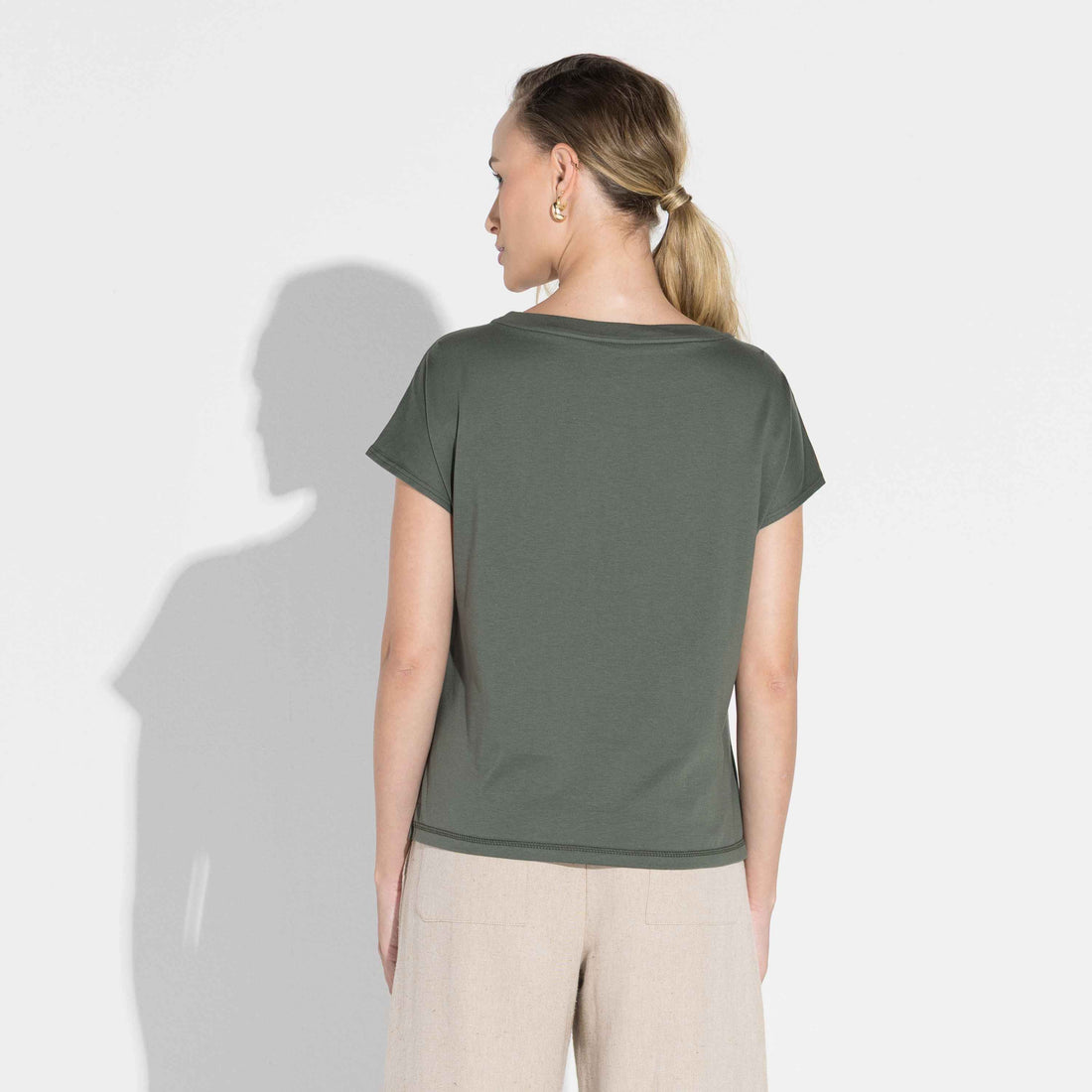 Camiseta Pima Manga Japonesa Feminina | Life Collection - Verde Figo