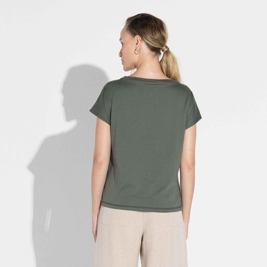 Camiseta Pima Manga Japonesa Feminina | Life Collection - Verde Figo