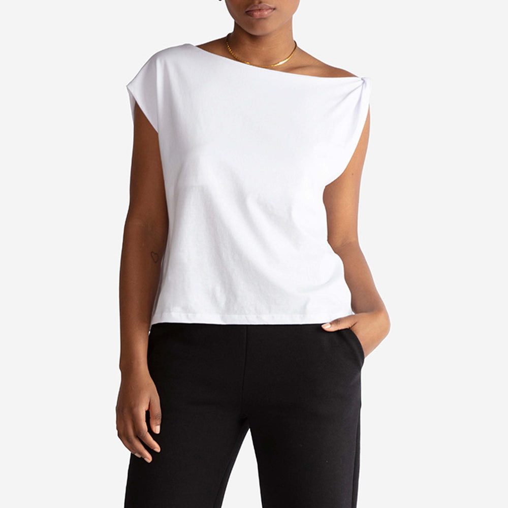 Blusa Algodão Ultraleve Assimétrica Feminina - Branco