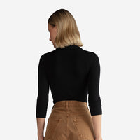 Blusa Canelada Viscose Manga 3/4 Feminina - Preto