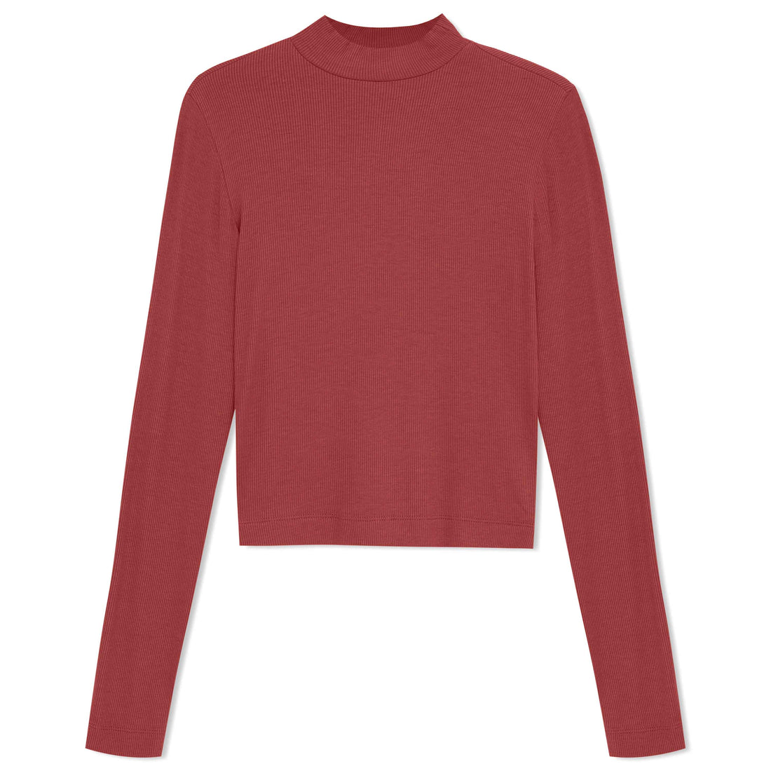 Blusa Canelada Viscose Gola Alta Feminina - Marsala