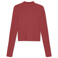 Blusa Canelada Viscose Gola Alta Feminina - Marsala