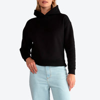Blusão Moletom Flanelado Capuz Feminino - Preto