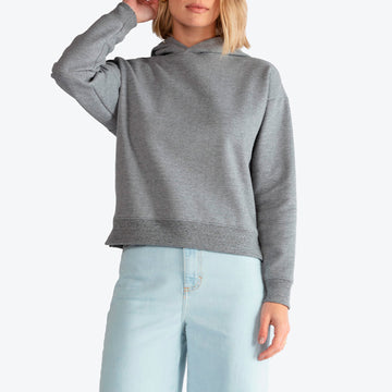 Blusão Moletom Flanelado Capuz Feminino - Mescla Escuro