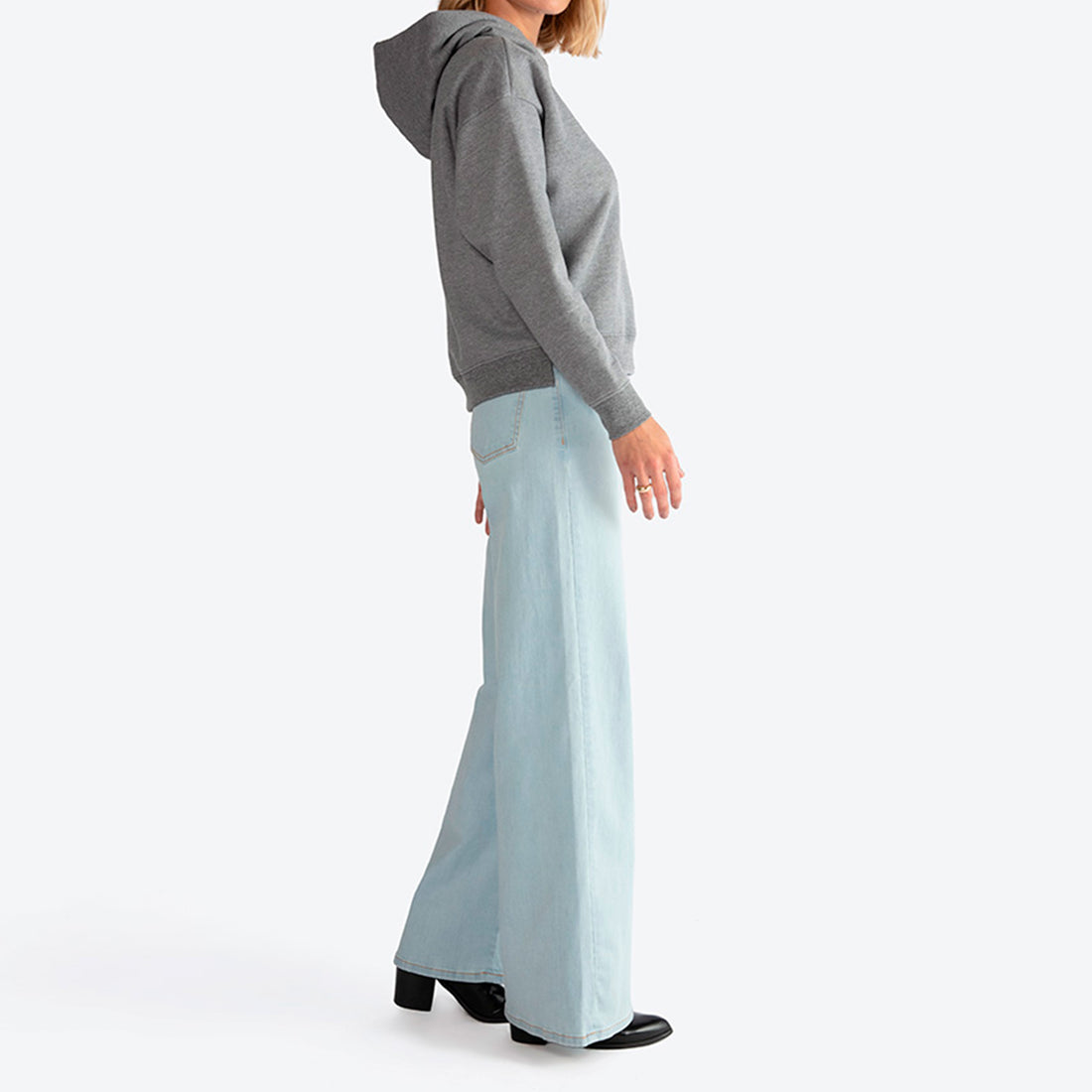 Blusão Moletom Flanelado Capuz Feminino - Mescla Escuro