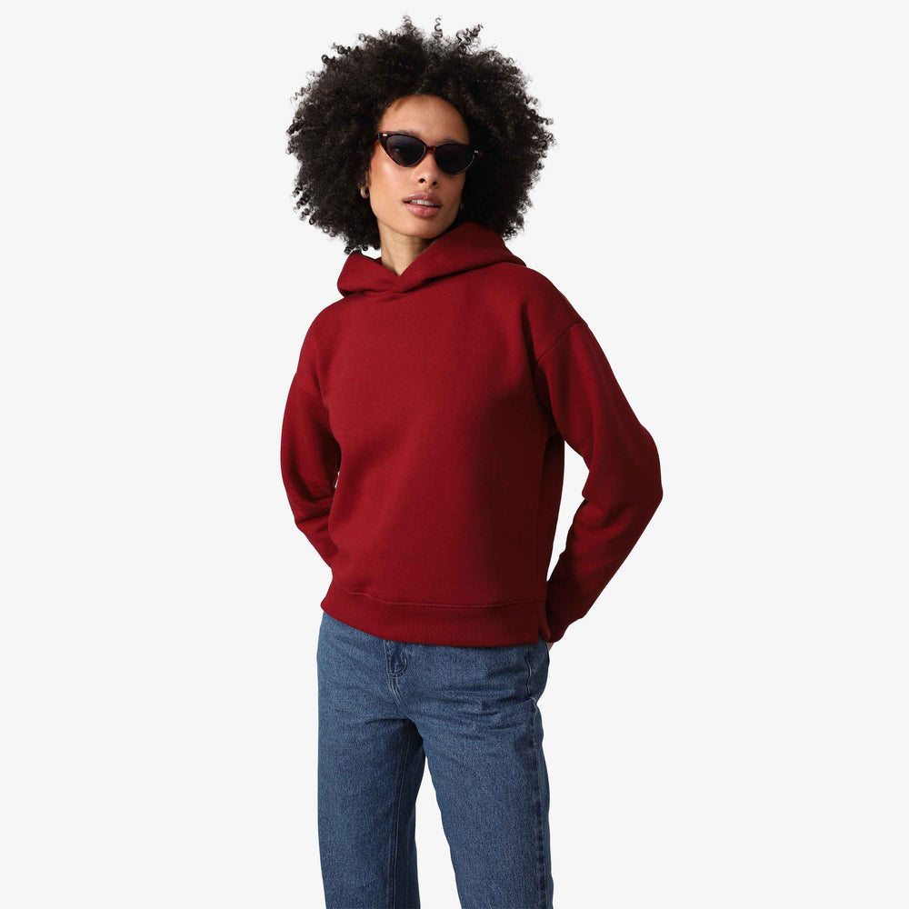 Blusão Moletom Flanelado Capuz Feminino - Vermelho Escarlate