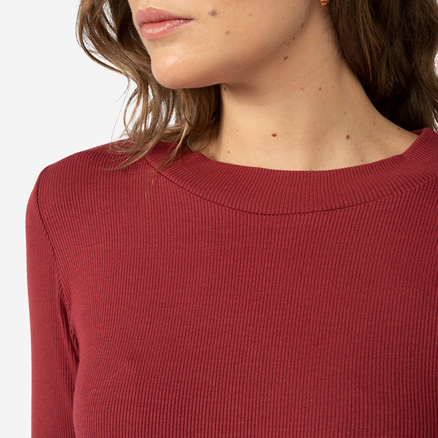 Vestido Longo Canelado Viscose - Marsala