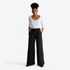 Calça Wide Leg Moletom Felpa Feminina - Preto