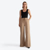 Calça Wide Leg Moletom Felpa Feminina - Bege Pastel