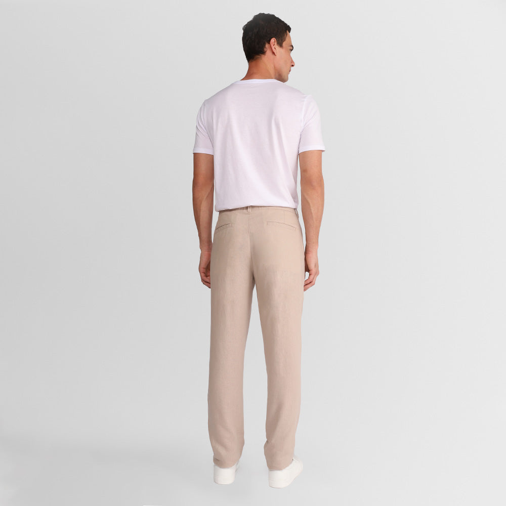 Calça Linho Alfaiataria Masculina - Bege Natural