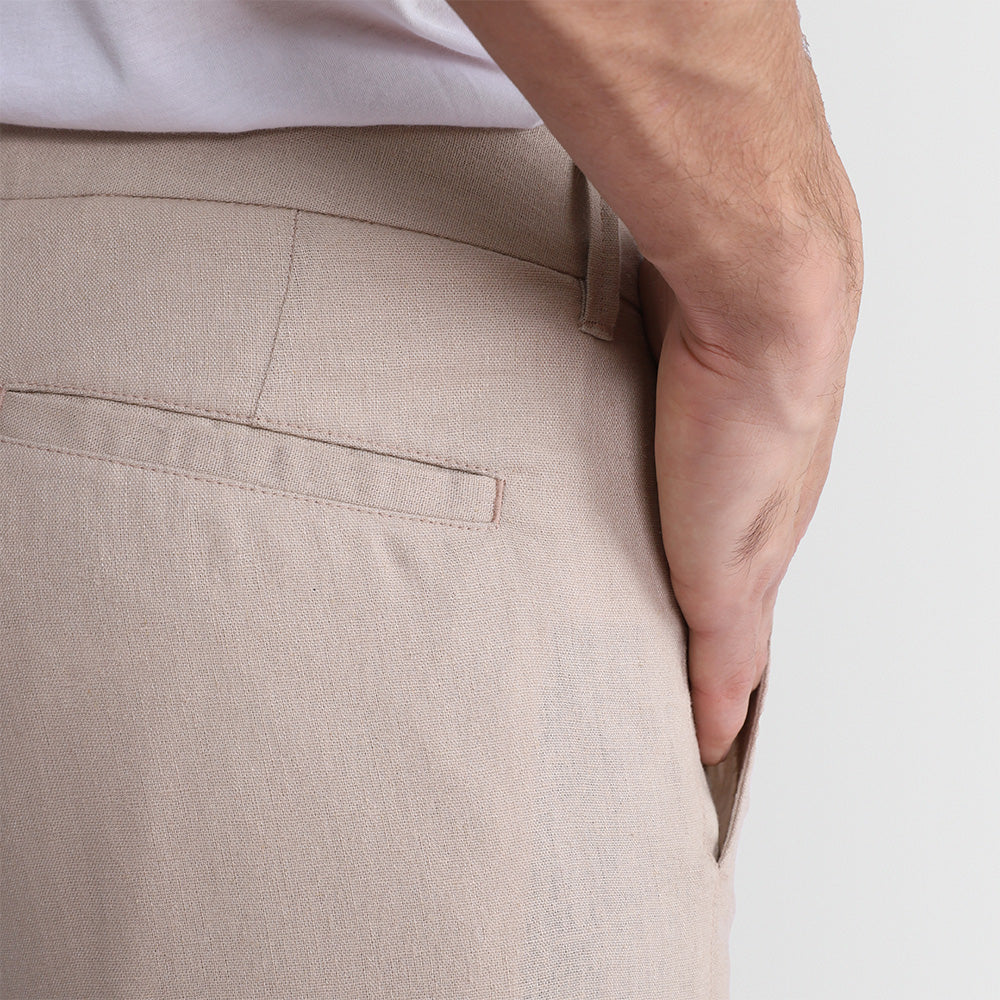 Calça Linho Alfaiataria Masculina - Bege Natural