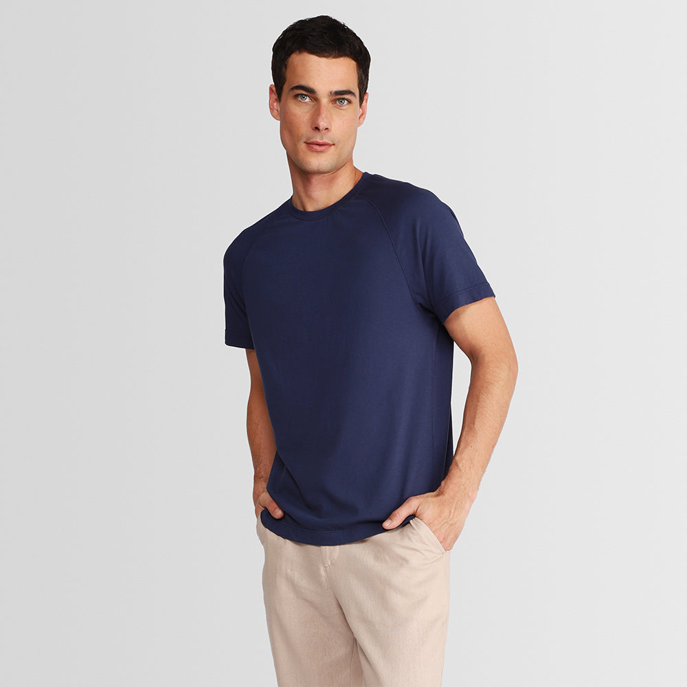 Camiseta Raglan Algodão Masculina - Azul
