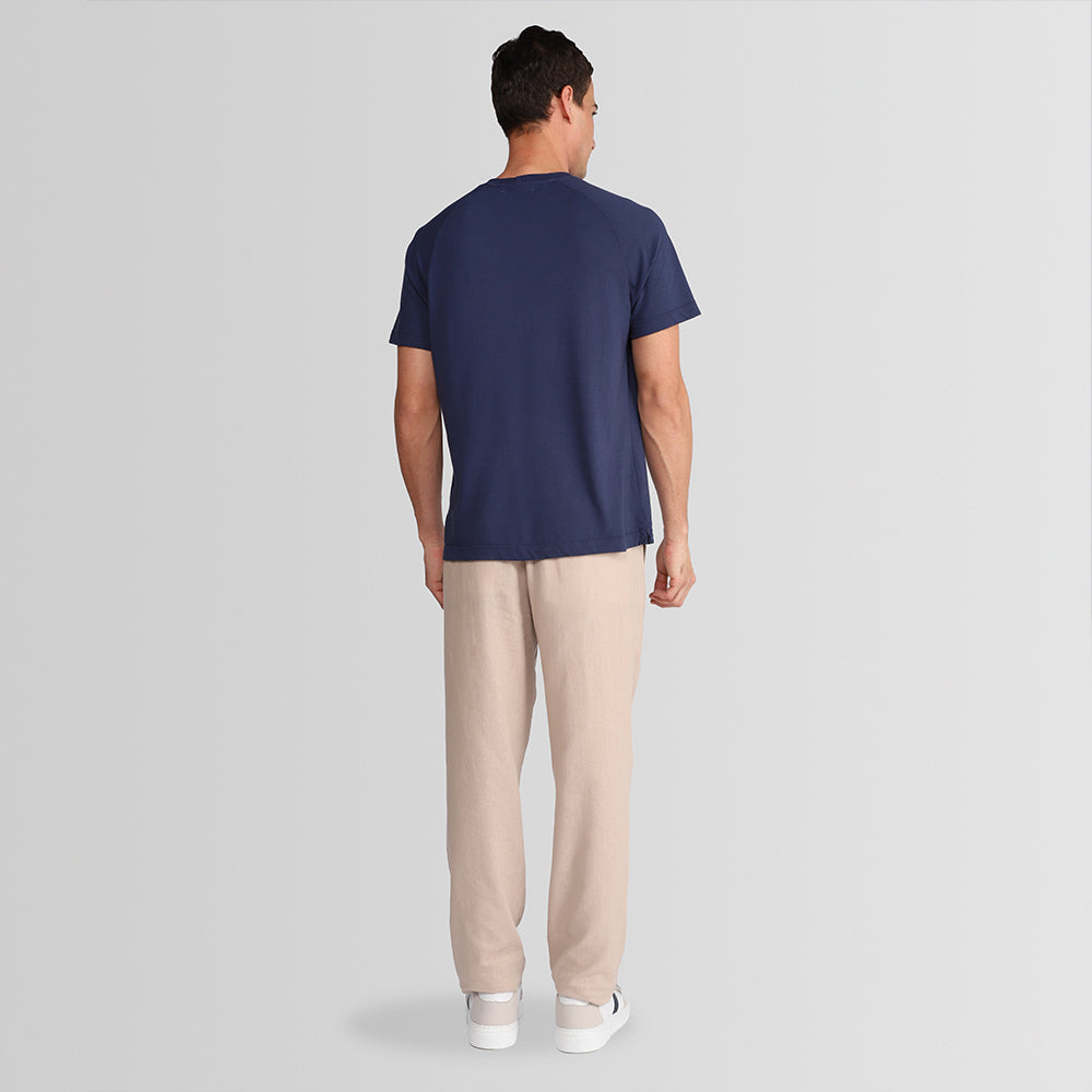 Camiseta Raglan Algodão Masculina - Azul