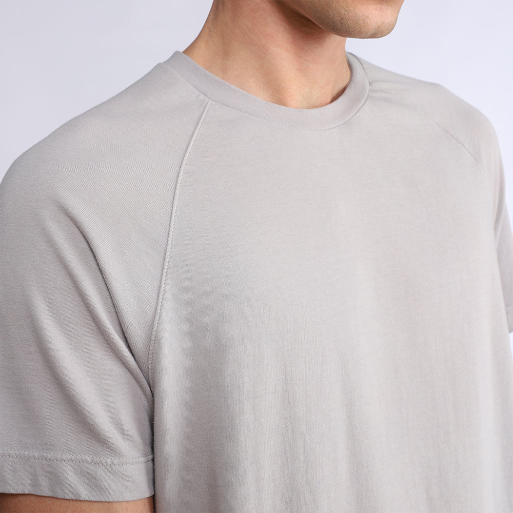 Camiseta Raglan Algodão Masculina - Cinza