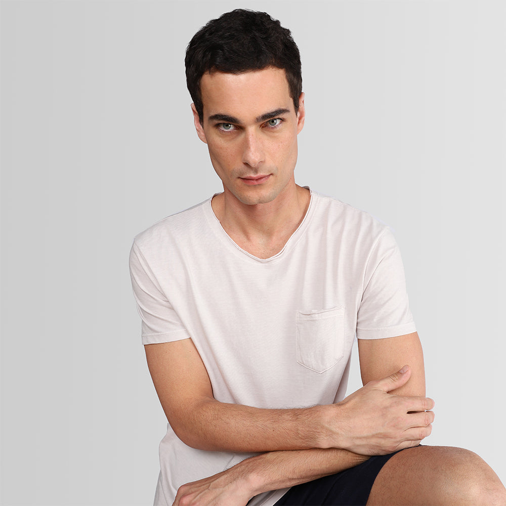 Camiseta com Bolso Masculina - Bege