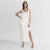 Saia Midi com Fenda Viscose - Branco