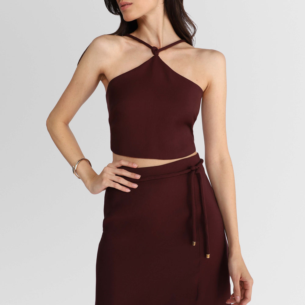 Top Cropped Detalhe Nó - Vermelho Vinho