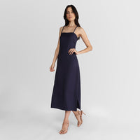 Vestido Midi Alças Nó - Azul Marinho