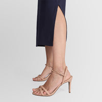 Vestido Midi Alças Nó - Azul Marinho