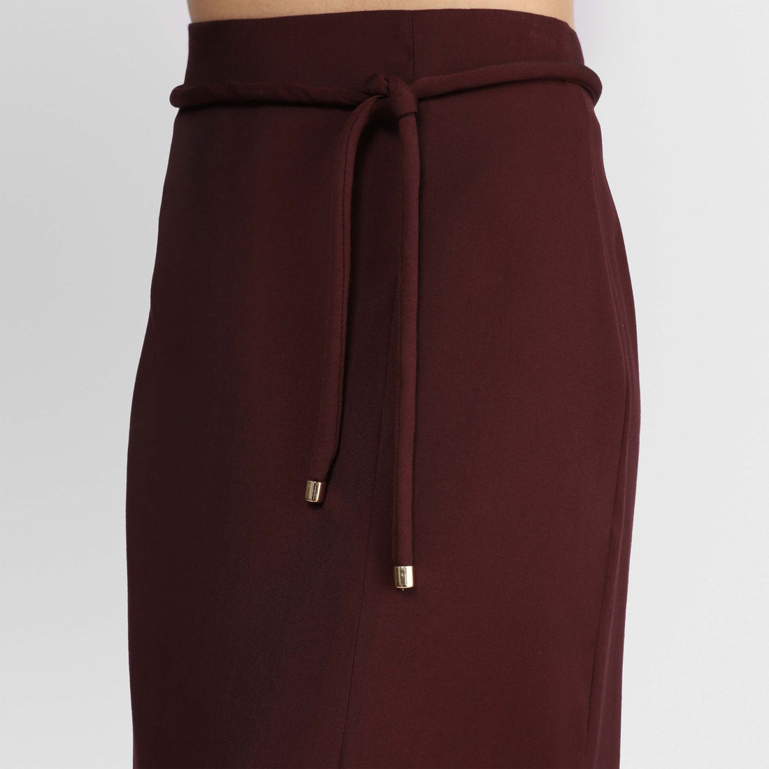 Saia Midi Cinto Nó - Vermelho Vinho