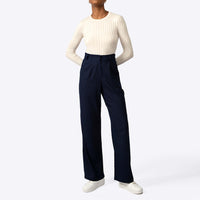 Suéter Canelado Visco Seda Feminino - Bege