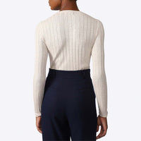 Suéter Canelado Visco Seda Feminino - Bege