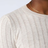 Suéter Canelado Visco Seda Feminino - Bege