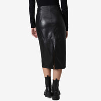 Saia Couro Midi - Preto