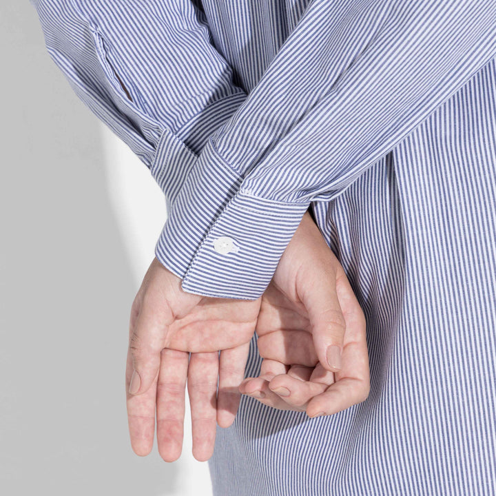 Camisa Listras Ampla Feminina - Listra Marinho E Branco