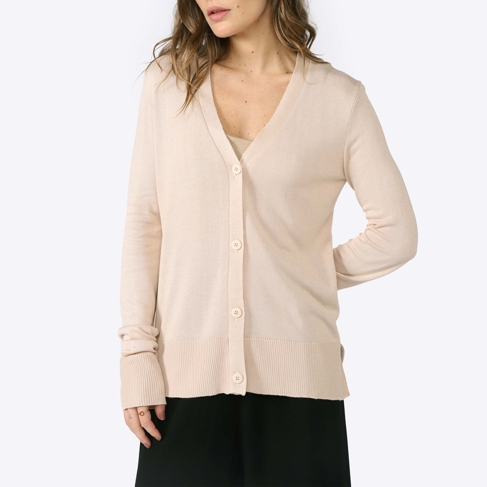 Cardigan Tricot Viscose Feminino - Bege