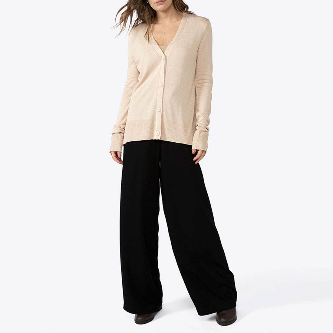 Cardigan Tricot Viscose Feminino - Bege