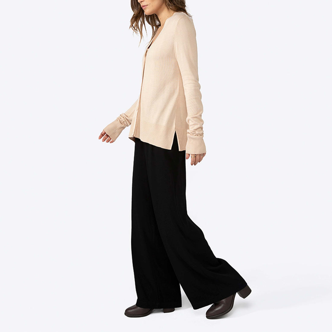 Cardigan Tricot Viscose Feminino - Bege